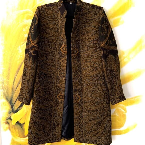 WOOL & SILK Nehru Long Jacket (Sz 42) - Picture 2 of 11